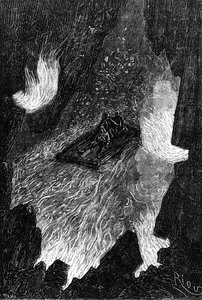 La balsa ondulada en olas de lava, ilustración de 