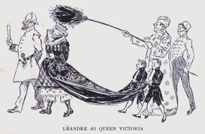 París bohemio: Leandre como la reina Victoria (litografía)