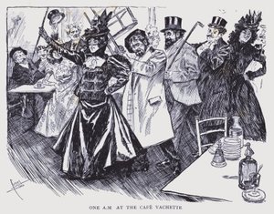 París bohemio: Una mañana en el Café Vachette (litografía)