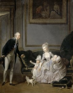 La familia de Luis Felipe José de Orleans 1747-1793 en el Palais-Royal, 1776 de Edouard Cibot