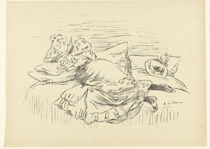 La mujer que lee se acuesta en la cama
Croquis
L