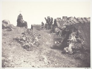Cabañas de paja en Auvernia, con un calvario de Edouard Denis Baldus