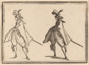 Caballero con un gran manto, vista frontal de Edouard Eckman after Jacques Callot