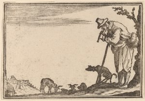 Pastor tocando la flauta de Edouard Eckman after Jacques Callot