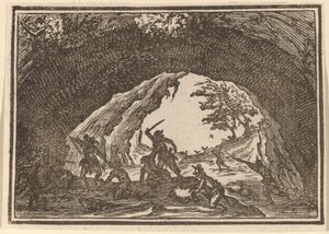 Soldados atacando a ladrones de Edouard Eckman after Jacques Callot