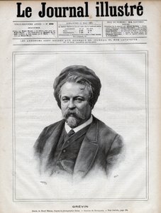 Alfred Grevin (1827-1892) escultor, caricaturista y diseñador de vestuario teatral francés - Grabado por Navellier después de la foto de Nadar en 