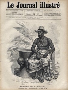 Retrato de Behanzin (1844-1900), Rey de Dahomey (Benín) - Grabado por Navellier en 