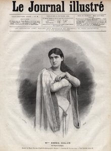 Retrato de Emma Calve (Rosa Noemie Emma Calvet de Roquet, conocida como) (1858-1942), soprano francesa - Grabado por Navellier en 