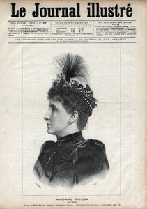 Retrato de Nellie Melba (Helen Porter Mitchell, conocida como) (1861-1931), soprano australiana - Grabado por Navellier en 