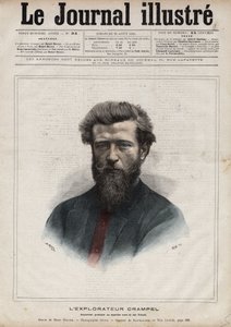 Retrato de Paul Crampel (1864-1891), explorador francés de África Central - Grabado por Navellier en “El Diario Ilustre” de 1891