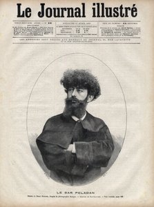 El Sar Merodack Josephin Peladan, seudónimo de Josephin Peladan (1858-1918) escritor y ocultista francés - Grabado por Navellier en “The Illustrous Journal” de 1892