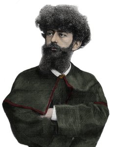 El Sar Merodack Josephin Peladan, seudónimo de Josephin Peladan (1858-1918) escritor y ocultista francés - Grabado por Navellier en “El Diario Ilustre” de 1892