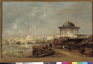Quiosco de Stamboul en Estambul (Constantinopla) en Turquía Pintura de Edouard Jacques Dufeu (1840-1900) Mención obligatoria: Colección fondation regards de Provence, Marsella