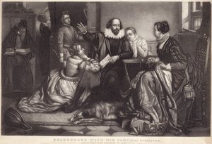 Shakespeare con su familia en Stratford on Avon, recitando la tragedia de Hamlet