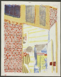Interior con papel pintado rosa III, lámina siete de Paisajes e interiores