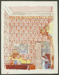 Interior con papel pintado rosa I, lámina cinco de Paisajes e interiores de Édouard Jean Vuillard