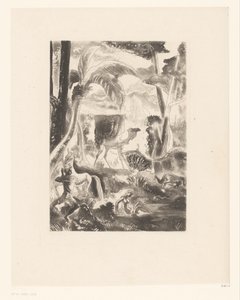 Paisaje con palmeras y figuras bañistas de Edouard Léon Louis Edy Legrand (attributed to)