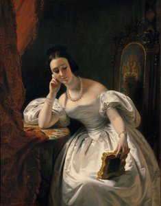 Niña con un retrato de Edouard Louis Dubufe