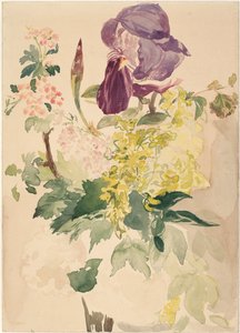 Pieza floral con iris, laburno y geranio, 1880 de Édouard Manet