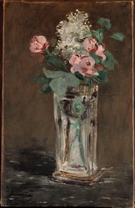 Flores en un jarrón de cristal de Édouard Manet