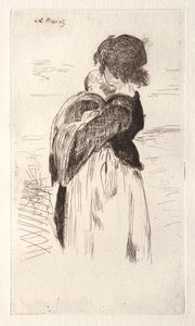 La niña pequeña sosteniendo un bebé de Édouard Manet