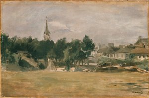 Paisaje con una iglesia de pueblo