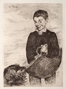 El niño con el perro, con la cesta de Édouard Manet