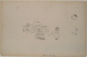 Manet - Bosquejo de una mujer sentada en un banco y un niño de pie cerca (hoja de un cuaderno de bocetos), hacia 1864-1868 de Édouard Manet