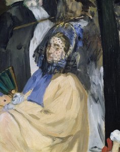 Música en los Jardines de las Tullerías, (detalle) de una mujer velada, 1862