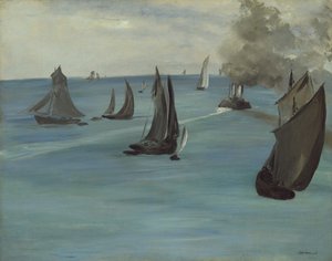 Barco de vapor saliendo de Boulogne, 1864