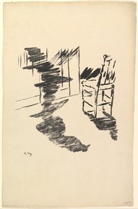 La sombra que yace flotando en el suelo. Ilustración para El Cuervo de Edgar Allan Poe, 1875 de Édouard Manet