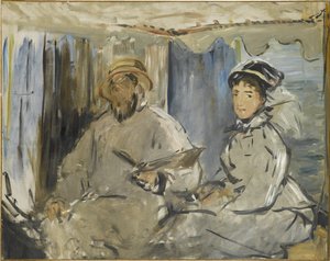El pintor Monet en su taller, 1874 de Édouard Manet