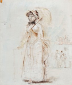 Mujer Caminando con Paraguas Abierto de Édouard Manet