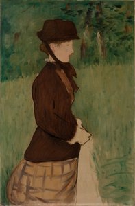 mujer joven en un jardín de Édouard Manet