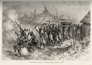 Un funeral en el Siene-re, en Fourou (Mali) (grabado) de Edouard Riou