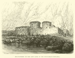 Fortaleza de barro en la orilla izquierda del Huilcamayo-Urubamba de Edouard Riou