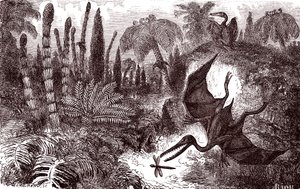 La Tierra en el período liásico de Edouard Riou
