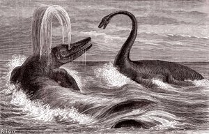 El Ichtyosaurus y el Plesiosaurus de Edouard Riou