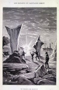 El Sol de Medianoche en "Los Hijos del Capitán Grant" por Jules Verne de Edouard Riou