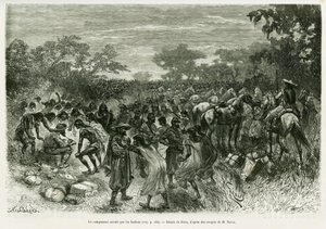 El campamento invadido por los indios (grabado) de Edouard Riou