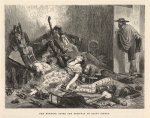 La mañana después de la Fiesta de San Firmin, Nueva York 1875 (grabado) de Edouard Riou