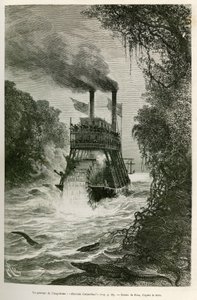 El paso de la Angostura (Colombia), por el barco de vapor de la expedición, ilustración del viaje a América equinoccial (Colombia, Ecuador, Perú), en 1875-1876, por Edouard Andre (1833-1894), viajero encargado de una misión por el gobierno francés de Edouard Riou
