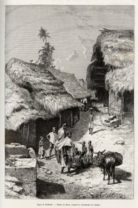 Tipos de Pakhala (Costa de Marfil). Grabado de Riou, para ilustrar la historia Desde el Níger hasta el Golfo de Guinea por el Capitán Louis Gustave Binger (1856-1936), en 1887-1889, en Le tour du monde, nuevo diario de viajes, bajo la dirección de Edouard 