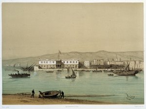 Vista del Canal en "Inauguración del Canal de Suez" por G. Nicole. 1869 de Edouard Riou