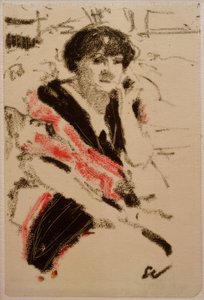 Media Figura de una Mujer Sentada de Edouard Vuillard