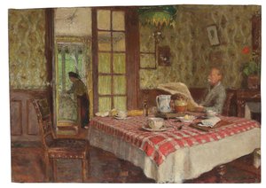 La lectura en la sala de estar, Vaucresson, 1924 de Edouard Vuillard