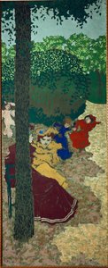 Niñas jugando; de la serie de Vuillard sobre jardines públicos (pintura sobre lienzo) de Edouard Vuillard