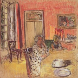 Madame Hessel y Lulu en el comedor del Château des Clayes, c.1935-38 de Edouard Vuillard