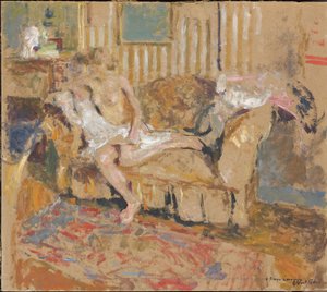 Desnudo en el salón rayado de Edouard Vuillard