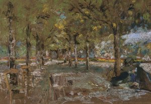 Leyendo bajo los árboles en Amfreville, c.1906 de Edouard Vuillard